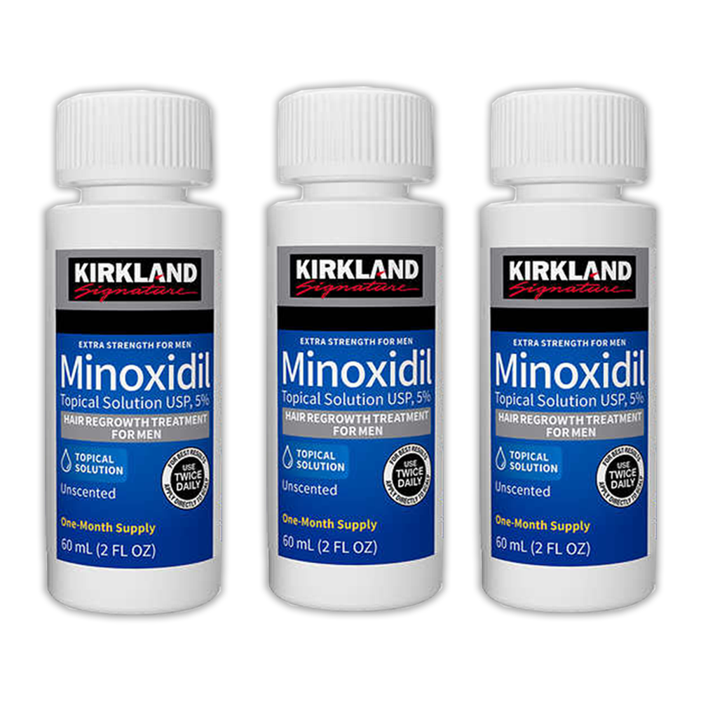 3 bottles of members mark 5% minoxidil solution for men