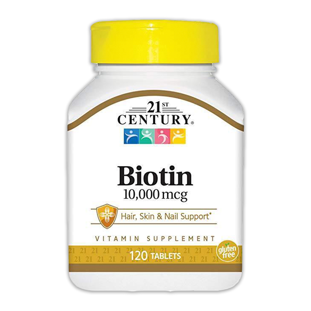 Bottle of 21st Century Biotin 10,000mcg 120 Tablets