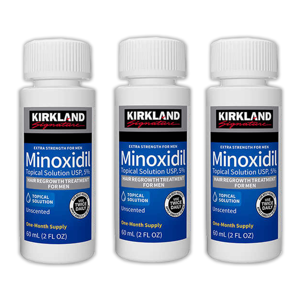 3 bottles of kirkland 5% minoxidil solution for men
