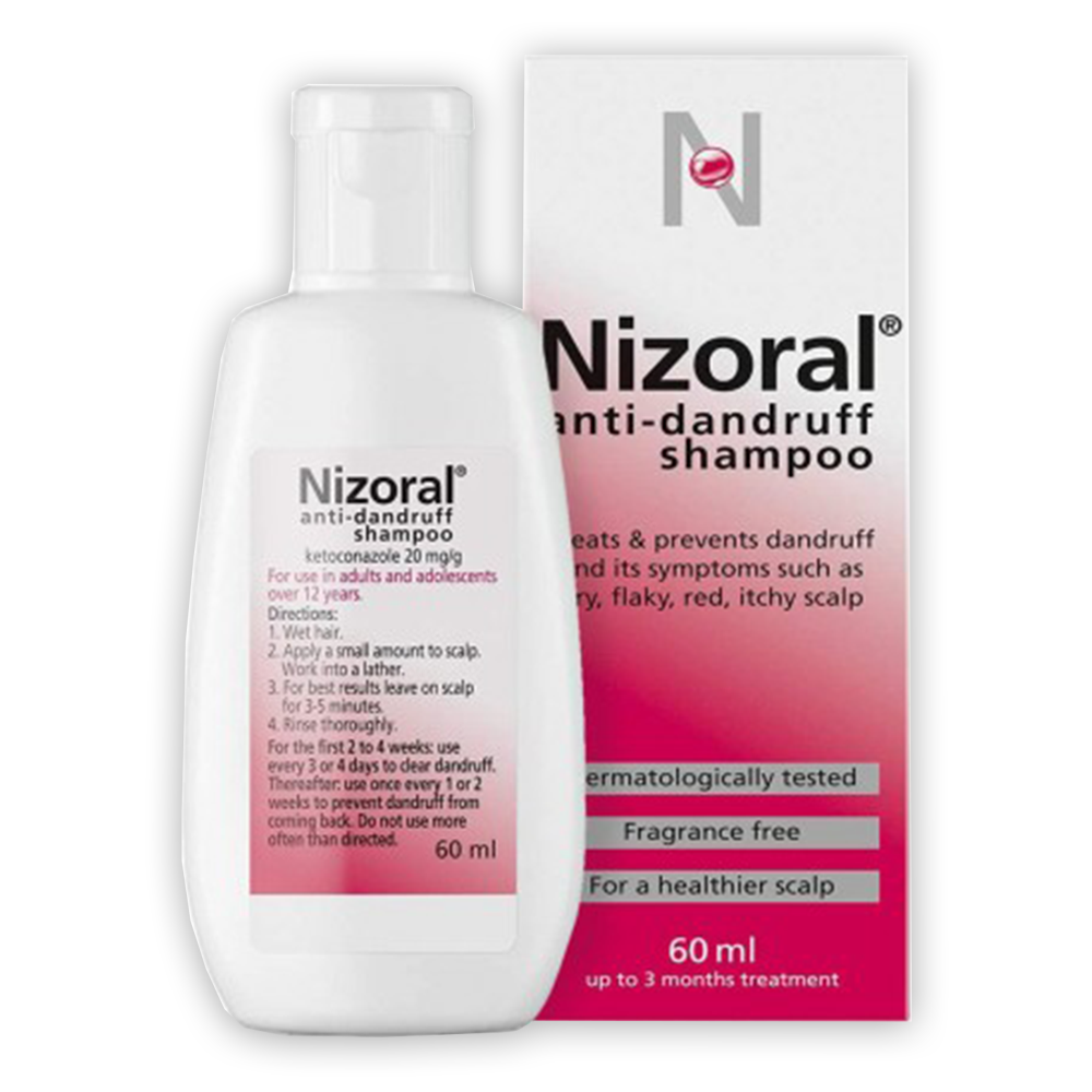 60ml bottle of nizoral anti-dandruff shampoo