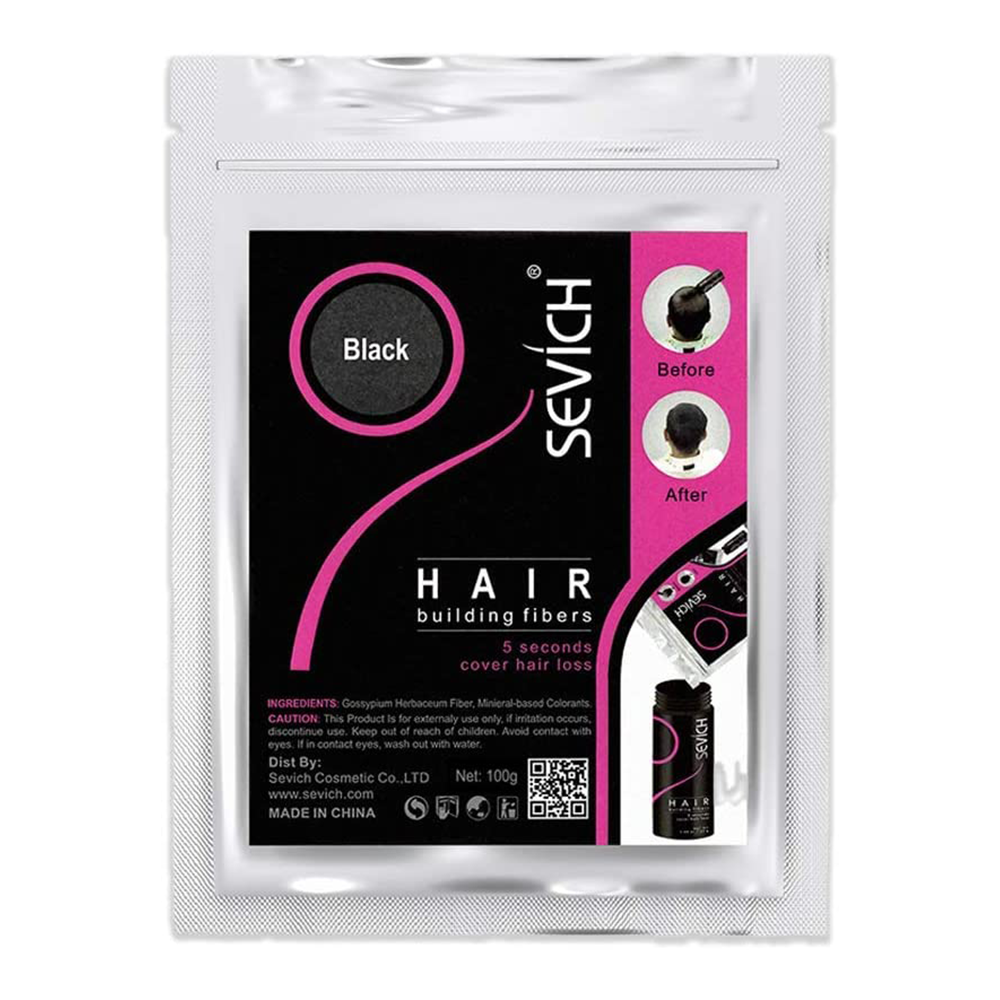 Sevich black hair building fibres 100g refill bag